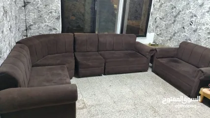  5 كنب بني كورنر  ممتاز مع كفرات