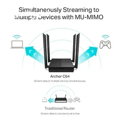  5 AC1200 Wireless MU-MIMO WiFi Router راوتر فايبر C64