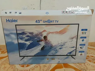  4 Haier 43" Smart TV in good condition for sale with the packaging box and wall bracket