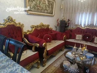  3 طقم كنب حفر خشب زان 9 مقاعد بحالة الوكالة للبيع