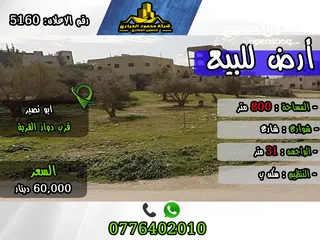  1 رقم الأعلان (5160) قطعة ارض للبيع في ابو نصير قرب دوار القرية