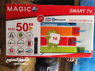  1 عرض نااار على شاشه ماجيك 50 بوصه سمارت اندرويد 14 أوامر صوتيه رسيفر داخلي