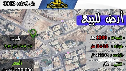  1 رقم الاعلان (3912) ارض سكنية للبيع في منطقة طبربور