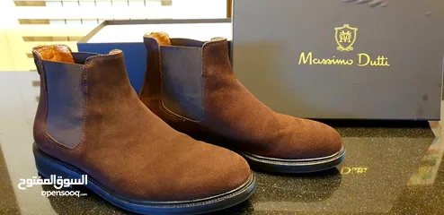  2 massimo dutti original brown suede men boots used size 43  شوز ماسيمو اصلي