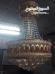  7 ثريا كريستال زائد بحره فايبر ديكور مقاس120س120س بحاله ممتازه استعمال اربع شهور فقط