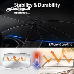  2 مظلة قابلة للطي للسيارة لمقاومة أشعة الشمس المباشرة وعزل حراري لتقليل درجة الحرارة داخل السيارة بشكل