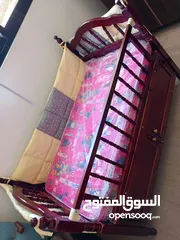  2 سرير بيبي مع سرير هزاز خشب زان