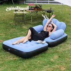  4 الأريكة القابلة للنفخ 2 في 1 – راحة فخمة وتصميم ذكي بقطعة واحدة! تتحول من أريكة مريحة لسرير .