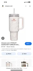 9 اصلي Stanley tumbler مطره ستانلي ، مع مصاصه (شلمونة)  Stanley Rose Quartz Swirl 40oz