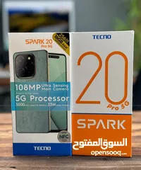  2 جهاز جديد بالكرتونة Spark 20 pro 5G رام 16 جيجا 256 مكفول سنة متوفر توصيل