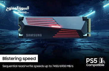  1 هارد تيرابايت متوافق ايضا مع بلي ستيشن SAMSUNG 990 PRO SSD with Heatsink 1 TB