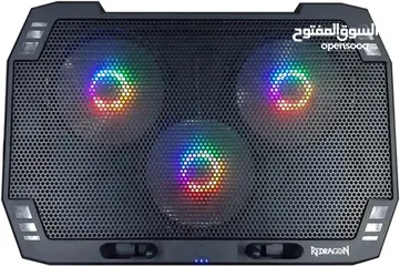  3 ستاند تبريد الابتوب Redragon GCP511 المميز باضاءة RGB وضعيات ارتفاع عدة للاستعمال المريح