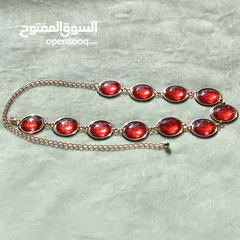  2 حزام مذهّب مرصّع احمر قياس مفتوح للحفلات والسهرات والمناسبات السعيدة