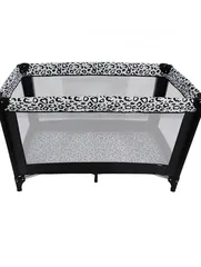  1 Leapord Print Travel Easy Fold Compact Baby Cot And Bed