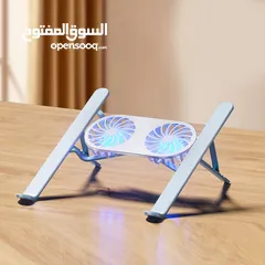  6 N3 Adjustable Aluminum Laptop Stand with Cooling Fan -Grey قاعدة لابتوب مع مروحة تبريد
