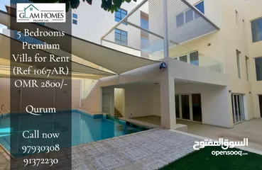  27 5 Bedrooms Semi-Furnished Villa with Pool for Rent in Qurum REF:1067AR