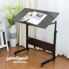  2 حامل كمبيوتر محمول متحرك للتركيب على الأرض مع فرامل قابلة لضبط الارتفاع،مقاس سطح المكتب 80*40 سم