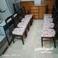  4 كراسي زان بدون طاولة وطاولة تليفزيون لاتيه للبيع التواصل واتس