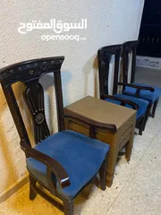  6 غرفة سفرة كاملة مكونة من طاولة كبيرة مع زجاج سكريت و  8 كراسي وباترينا وتواليت كبير