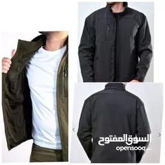  3 جاكيت سوفت شيل المميز waterproof باللون الأسود نسيج مرن عالي الكثافة.