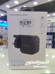  1 Powerology 65w dual PD gan charger