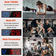  7 تايمر جيم مؤقت رياضي ساعات ديجتال صالات رياضية للياقة البدنية بشاشة كبيرة مع جهاز تحكم عن بعد لتماري