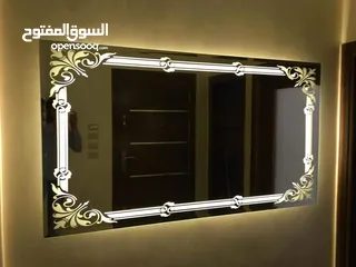  18 زجاج مرايا سيكوريت تفصيل وتركيب جميع انواع الزجاج وديكورات مرايا المداخل مع الاضاءة