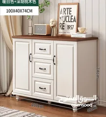  2 بوفيه ابيض خشب لغرفة المعيشة