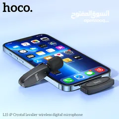  1 HOCO L15 iP Crystal lavalier wireless digital microphone مايك اصلي وايرلس  تايب سي / ابل