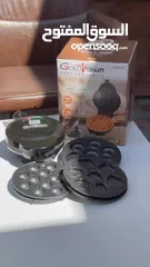  4 صانع الحلويات Gold Vision  *4 في 1* قوة 800 واط لأداء سريع.  أسطح غير لاصقة لسهولة التنظيف.  4 قوالب