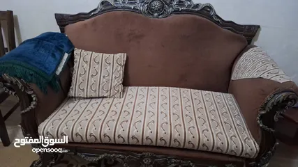  2 كنب مستعمل للبيع تفصيل خشب حلبي