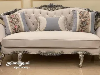  5 طقم كنب دمياطي  خشب زان قماش سليفا تحريف يدوي اعلى جودة من المصنع لبيتك