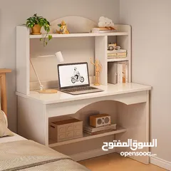  5 مكتب دراسي كامل متكامل مكتب مثالي مع سطح مكتب واسع خشب مقاوم للخدوش وسهل التنظيف والتركيب