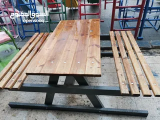  11 مقاعد حديقة ثلاثي فاخر حديد وخشب سويد مقاس متر ونص في 60 سم. خدمة التوصيل لجميع المحافظات