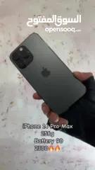  6 iPhone 14 Pro Max  256g بطارية 90  مش مفتوح ولا مصلح بسعر حرق 2300