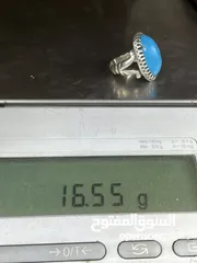  21 *خاتم فضة بحجر فيروز طبيعي نيشابوري – عيار 925، وزن 16.5 جرام*