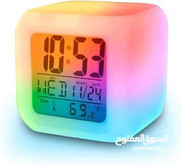  1 Moodicare Led Changing Digital Glowing Alarm Clock With Calendar And Temperature - Set Of 7