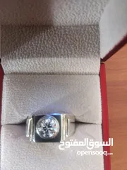  15 خاتم فضه رجالي 925 حجر الموزنايت الطبيعي أعلى جوده لنفس الحجر مع شهاده مخبرية GLS  وزن الحجر 2 قيراط