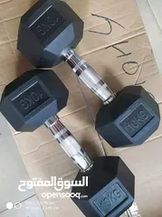  2 دامبلز ثابت الشكل السداسي متوفر بجميع الاوزان حديد مغطى ربر مميز وفخم يوجد خدمة توصيل