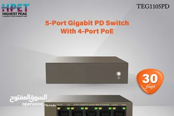  1 Tenda TEG1105PD محول Gigabit PD بخمسة منافذ مع 4 منافذ PoE