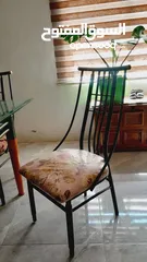  4 طاوله سفره زجاج مع سته كراسي