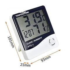  4 جهاز فحص الحرارة والرطوبة مع ساعة  Digital Hygrometer Thermometer Humidity Meter With Clock LCD