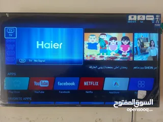  2 Haier 43" Smart TV in good condition for sale with the packaging box and wall bracket