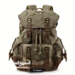  4 Vintage-Inspired Brown Leather Backpack with Zipper Closure - Durable Canvas,