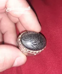  1 خاتم فحل فضة بحجر حديد صيني هماتيت