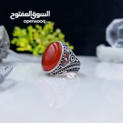  2 خاتم فضه معئ العقيق