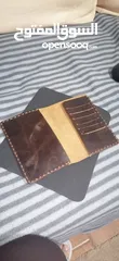  1 محفظة جلد طبيعي يدوي لل ATMs Cards والنقود الورقية