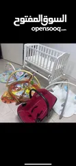  3 Baby bed with mattress and baby toys all 110 very clean