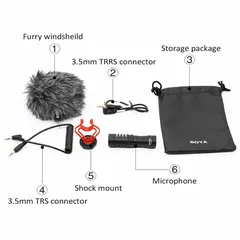  5 مايكرفون كاميرات تصوير + موبايل ذات جودة عالية ومكفول  BOYA BY-MM1 is a cardioid