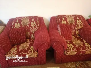  3 طقم كنب للبيع سبع مقاعد خشب ثقيل زان